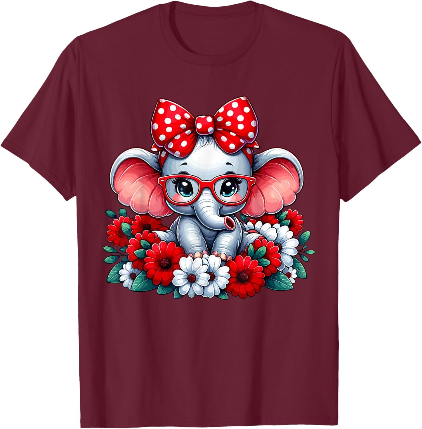 Elephant Flower T-Shirt - T-Shirt | Maroon