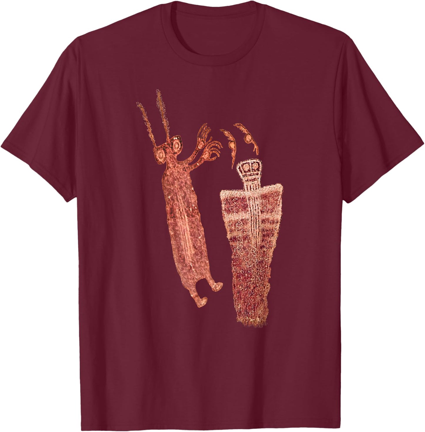 Ghost & Shaman Petroglyphs. T-Shirt - T-Shirt | Maroon