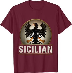 Sicilian Heritage Sicily Heraldry T-Shirt - T-Shirt | Maroon