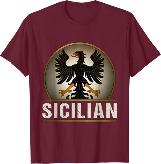Sicilian Heritage Sicily Heraldry T-Shirt - T-Shirt | Maroon