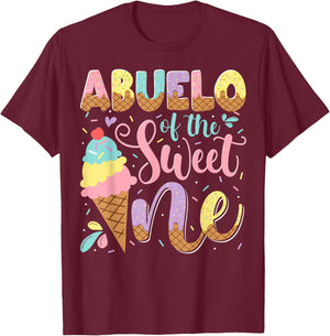 Abuelo Of The Sweet One Ice Cream 1St Birthday Party T-Shirt - T-Shirt | Maroon
