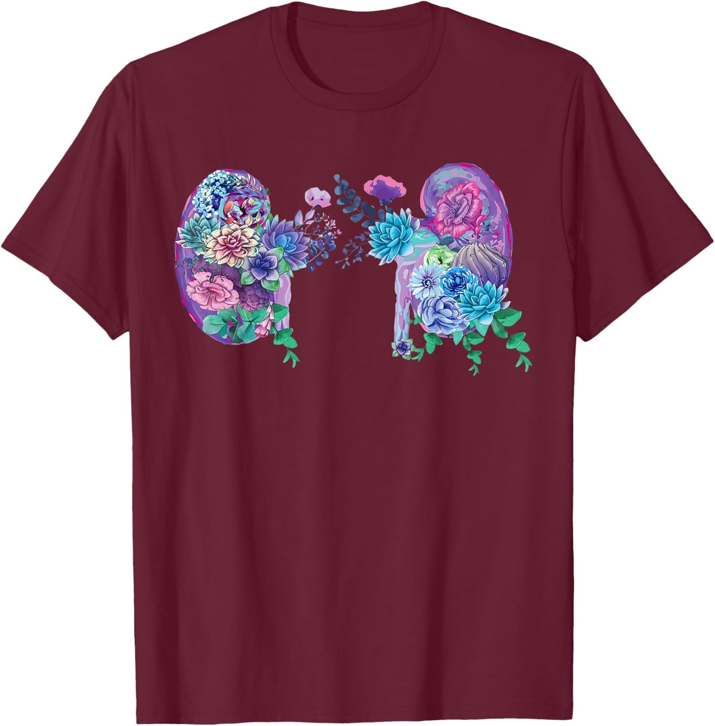 Succulent Kidney Floral Anatomical Kidneys Medical Anatomy T-Shirt - T-Shirt | Maroon