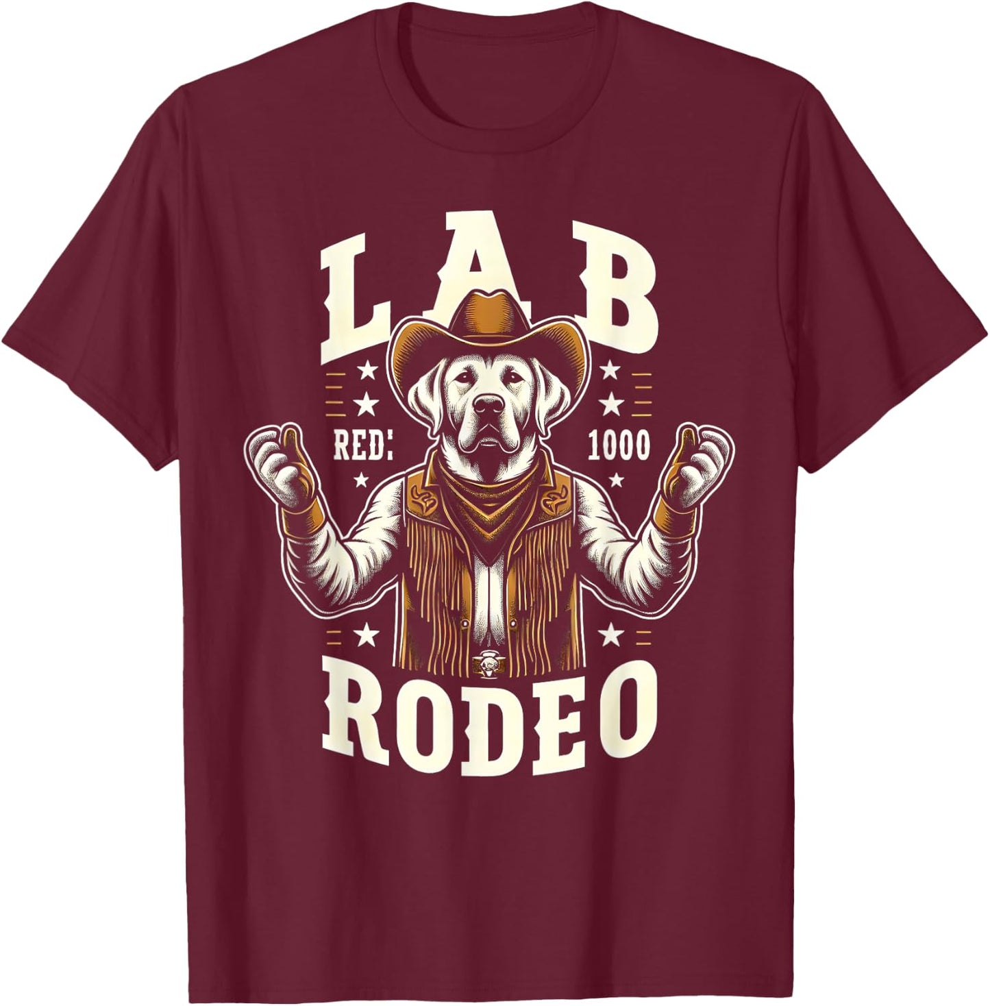 Labrador Retriever Lab Rodeo Cowboy Funny Dog Western T-Shirt - T-Shirt | Maroon