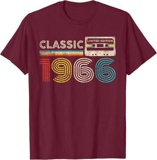 Classic 1966 Vintage 1966 Cassette Tape Men Women Birthday T-Shirt - T-Shirt | Maroon