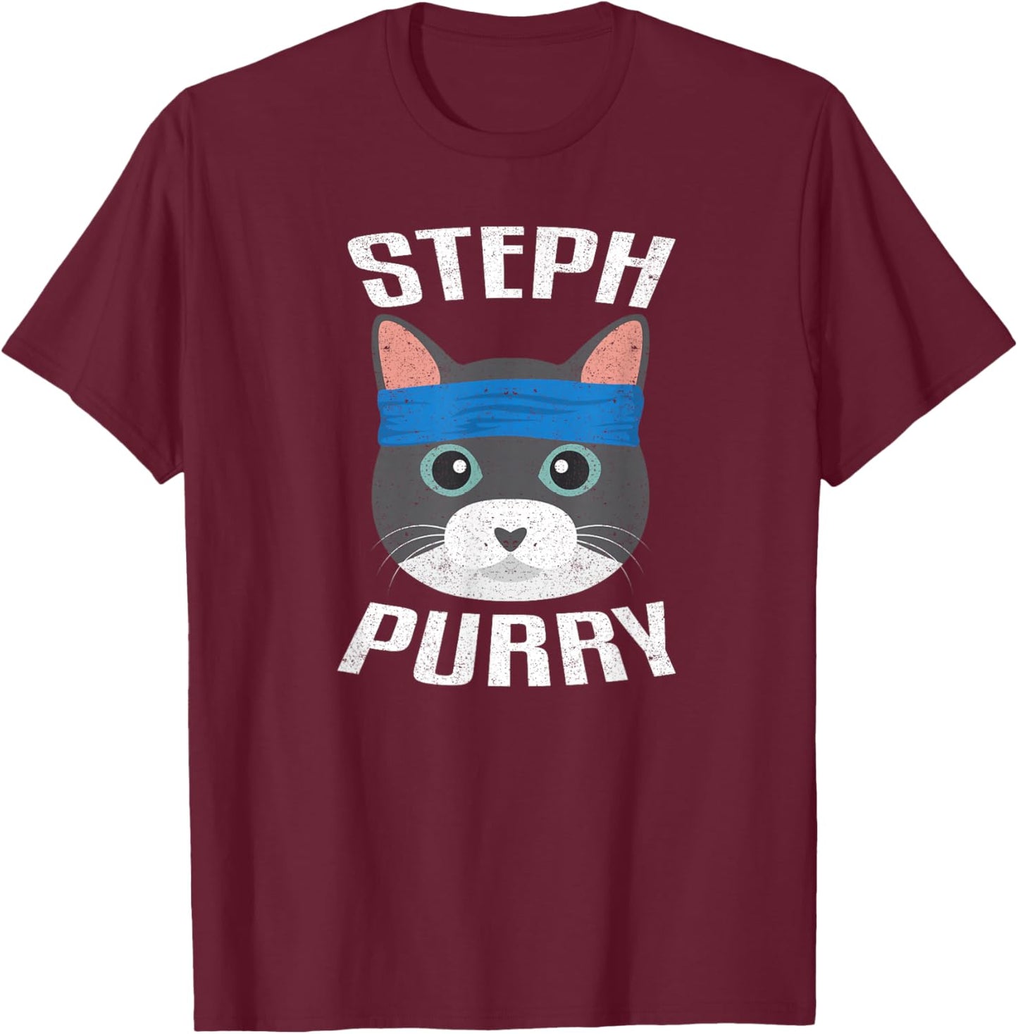 Steph Purry Cat - Funny Basketball Shirt T-Shirt - T-Shirt | Maroon