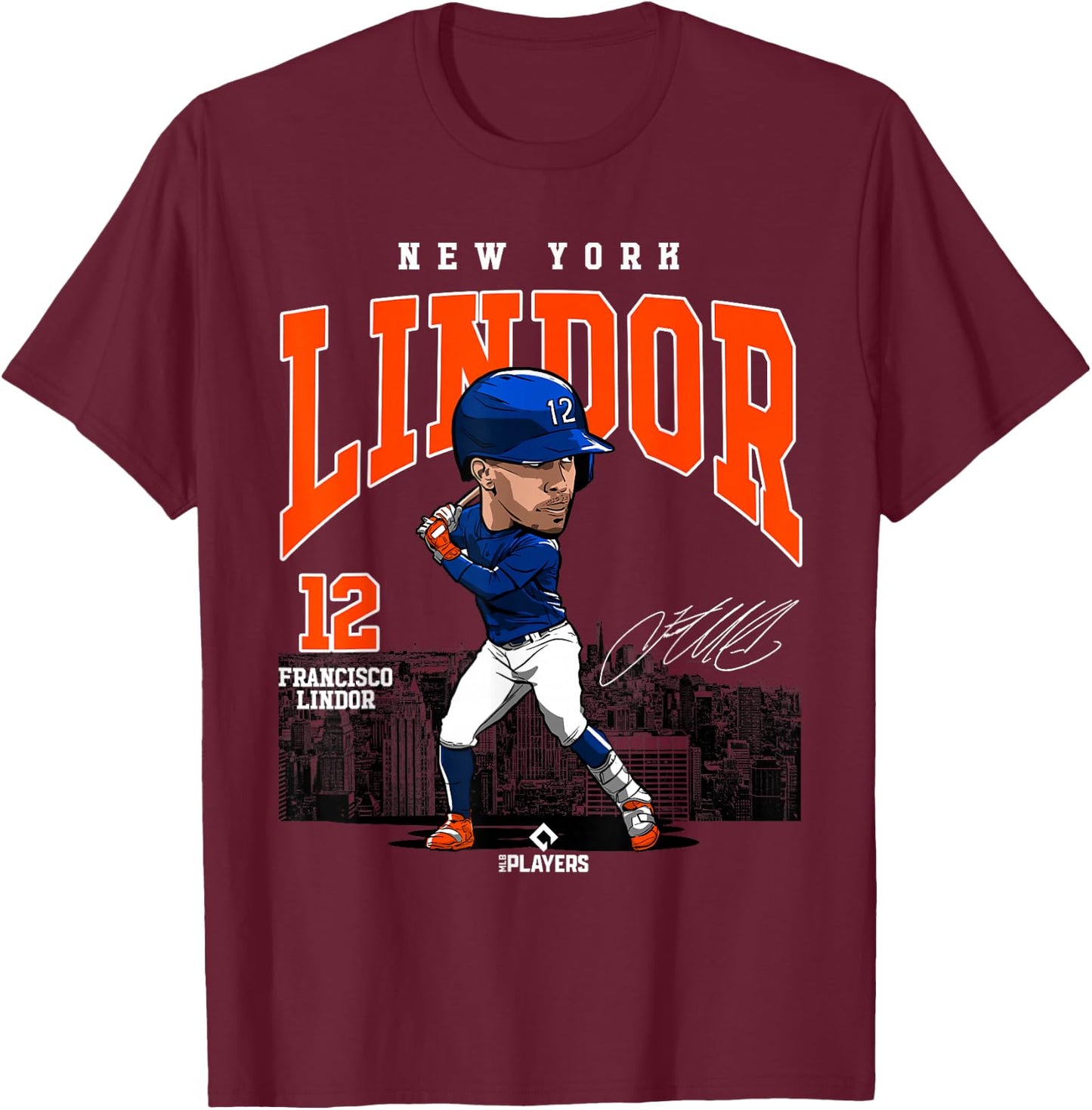 Francisco Lindor | New York Baseball MLB Player | MLBLIN4009 T-Shirt - T-Shirt | Maroon