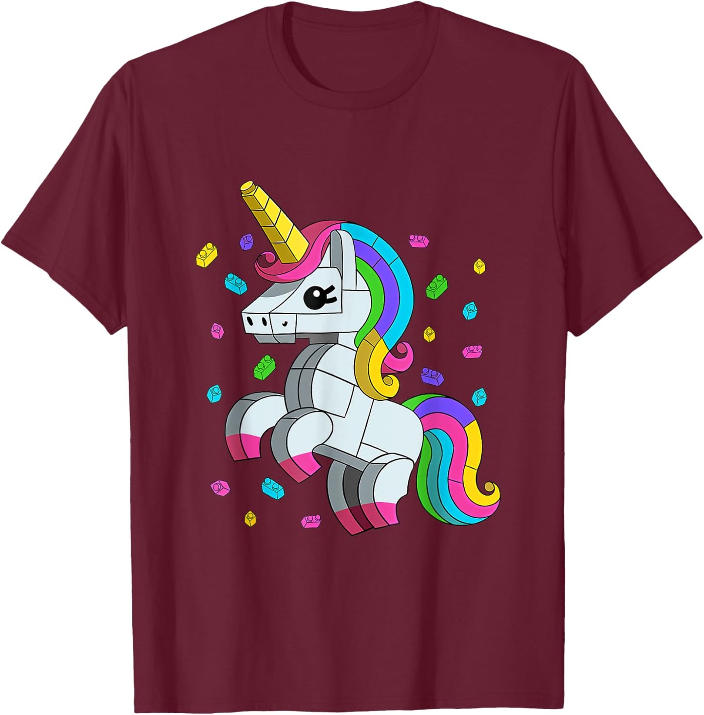 Unicorn Lover Master Builder Bricks Blocks Toys T-Shirt - T-Shirt | Maroon