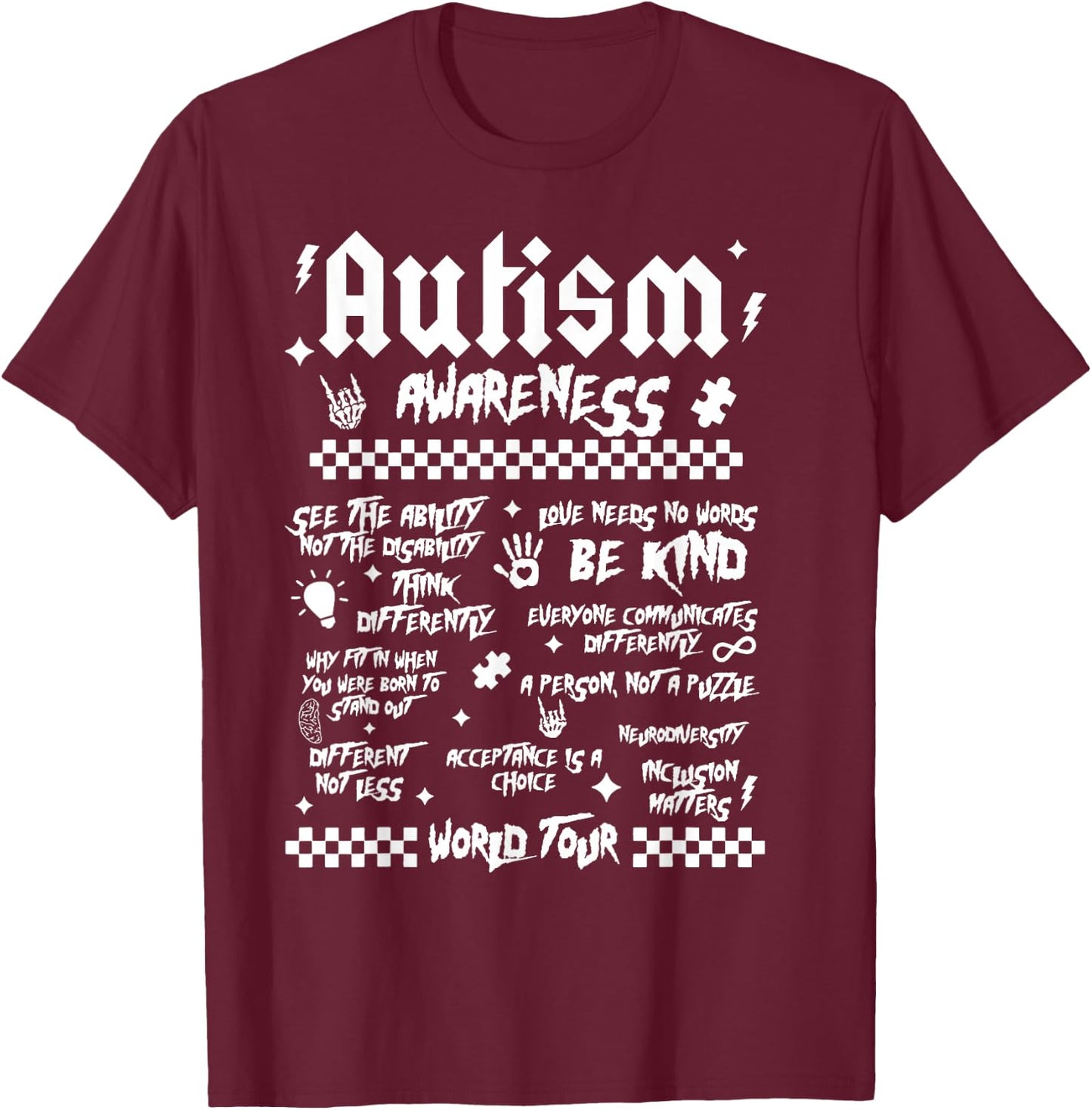 Autism World Tour, Autism Awareness T-Shirt - T-Shirt | Maroon