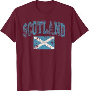 Vintage Retro Faded Scotland Flag Scottish Pride T-Shirt - T-Shirt | Maroon