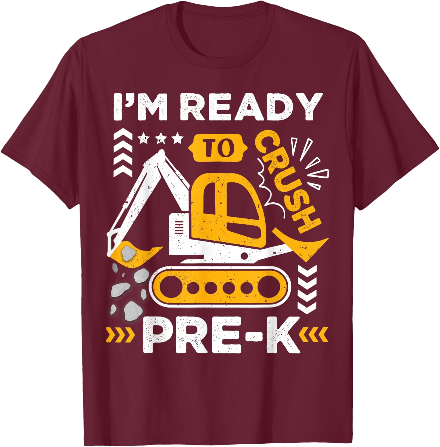 Kids Ready to Crush Preschool Pre-K Construction Truck Boys T-Shirt - T-Shirt | Maroon