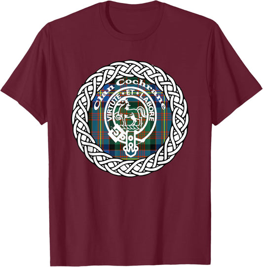 Cochrane surname Scottish clan tartan crest badge T-Shirt - T-Shirt | Maroon