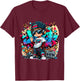 Cool Hip Hop Guy with Graffiti Illustration Graphic Style T-Shirt - T-Shirt | Maroon
