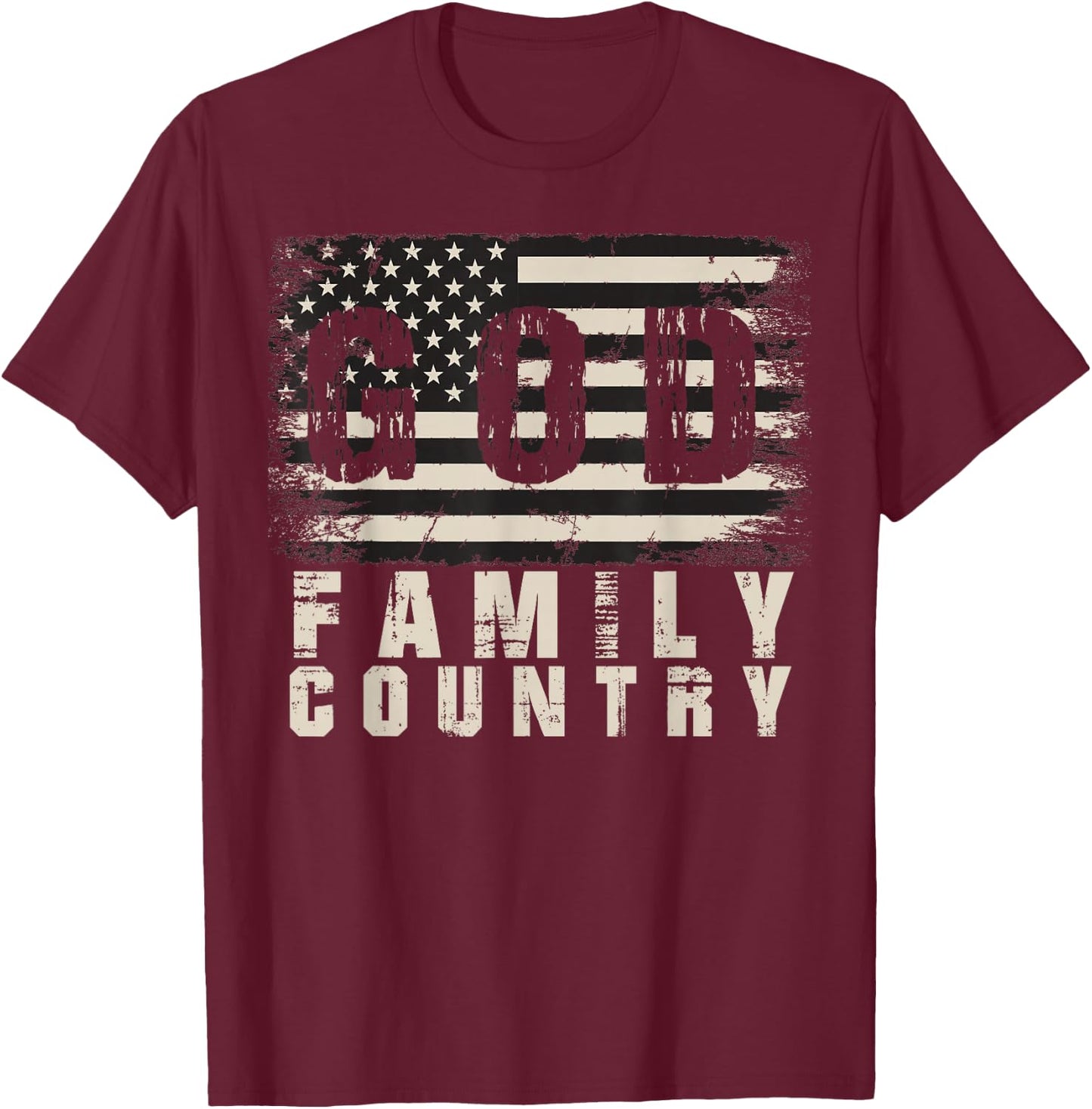 God Family Country Patriotic Proud Soldier USA Memorial Day T-Shirt - T-Shirt | Maroon