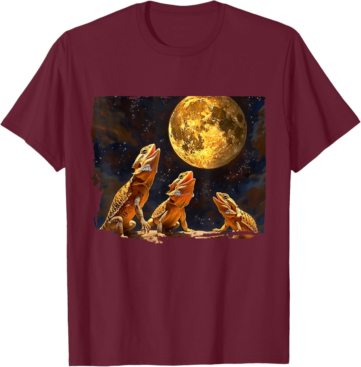 Bearded Dragons Howl At Moon Bearded Dragons Owner T-Shirt - T-Shirt | Maroon