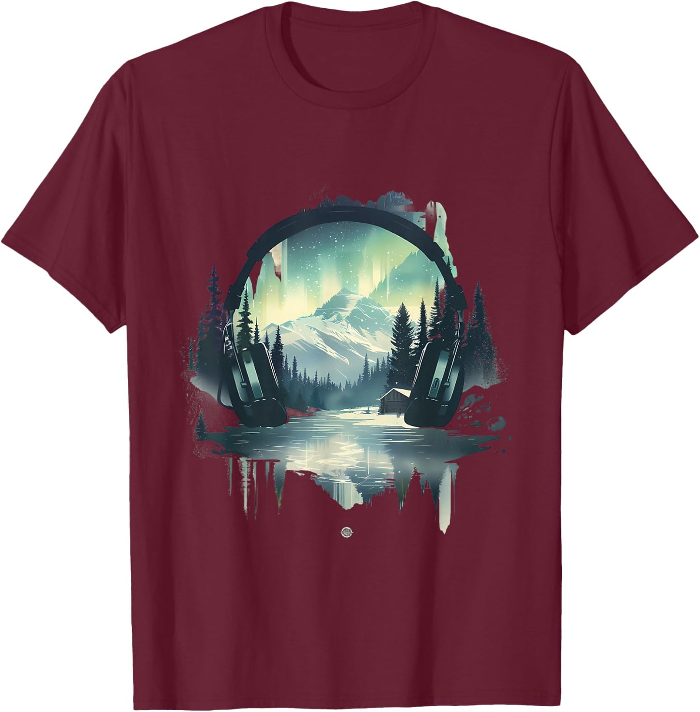Headphones Music DJ Beatmaker Nature Dance Music House Music T-Shirt - T-Shirt | Maroon
