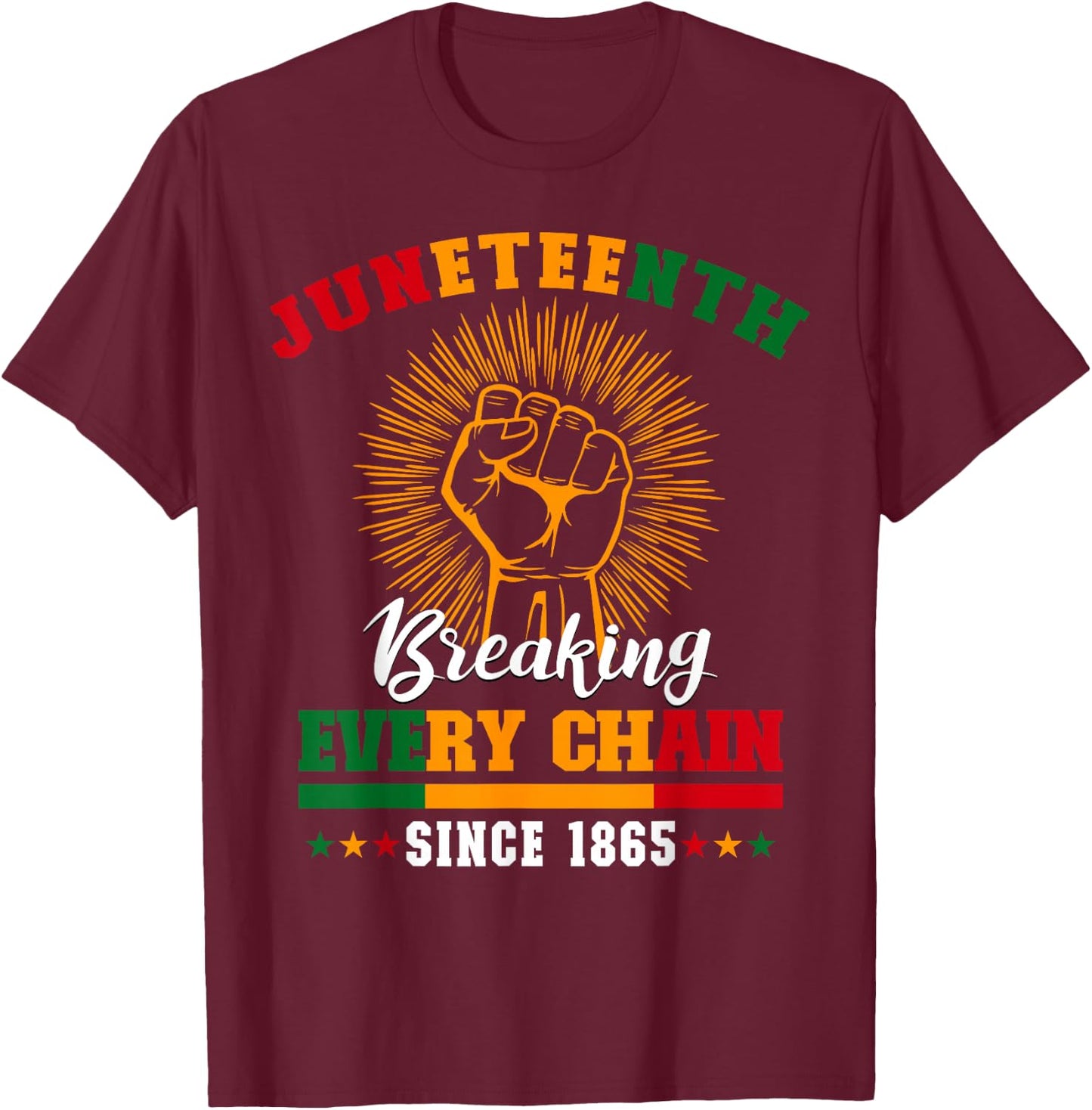 Juneteenth Breaking Every Chain Since 1865 Men Kid T-Shirt - T-Shirt | Maroon