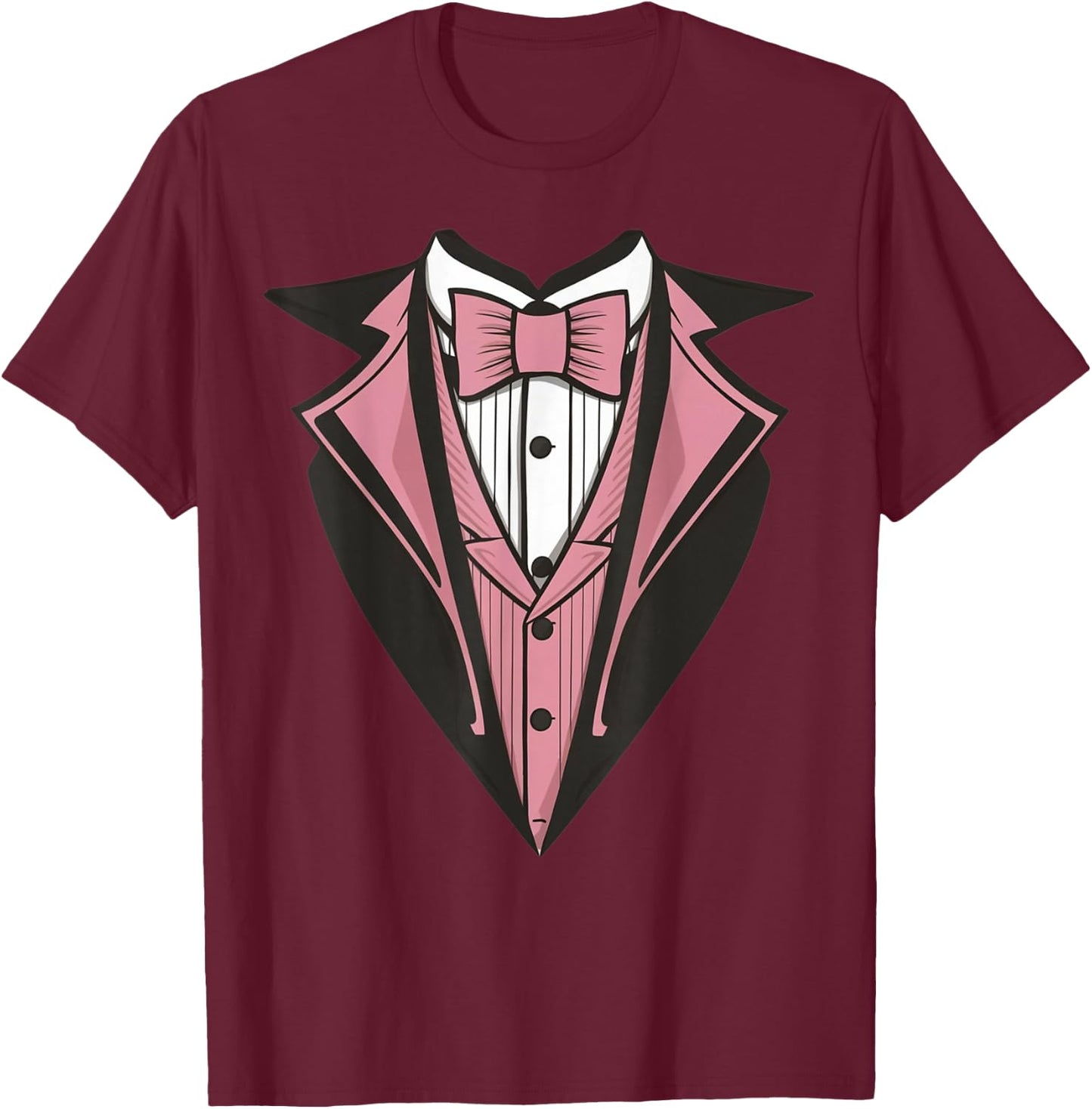 Kids Adult Pink Tuxedo, Toddler Tux Costume Youth Tux T-Shirt - T-Shirt | Maroon