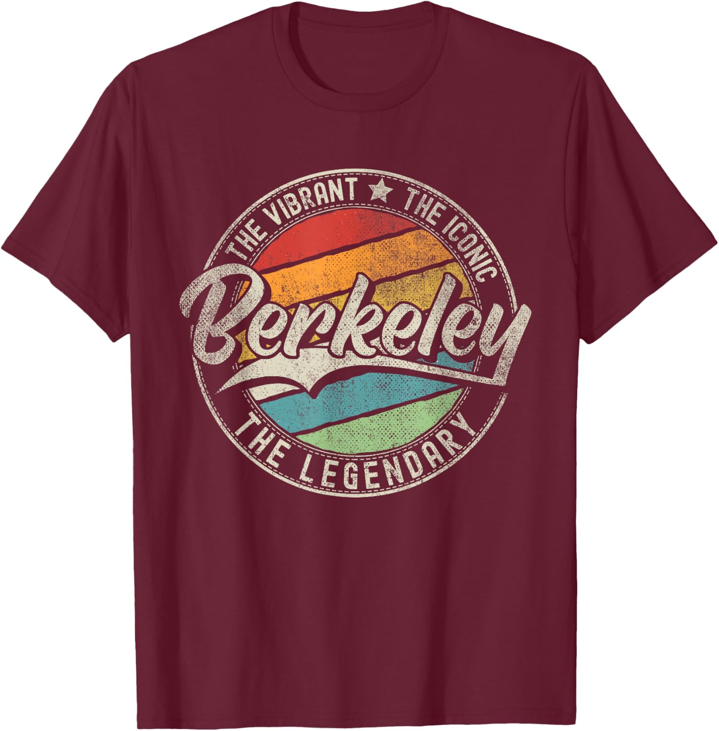 Berkeley CA | California | Vintage Distressed T-Shirt - T-Shirt | Maroon