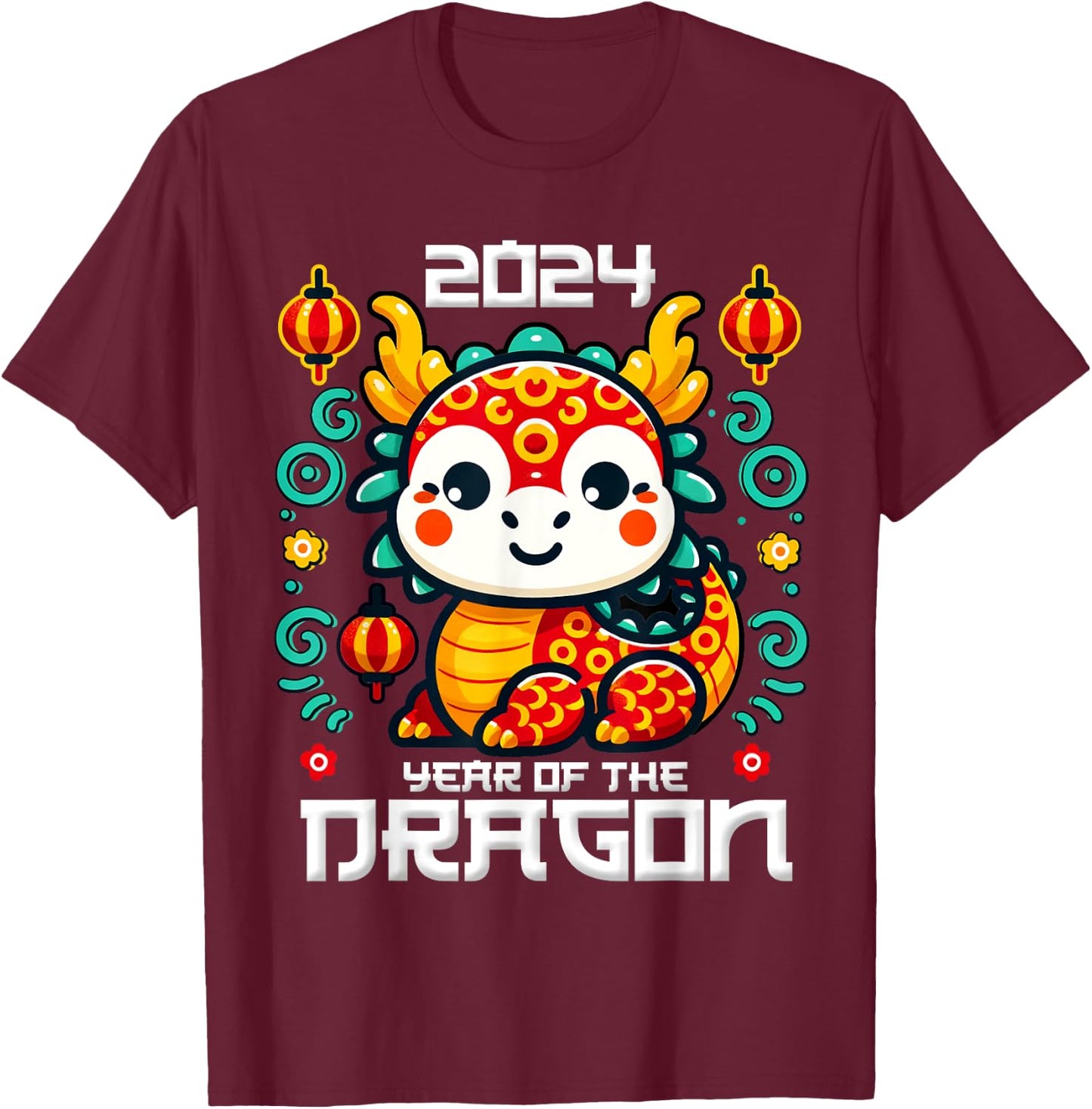 Chinese New Year 2024 Shirt Kids Year of The Dragon 2024 T-Shirt - T-Shirt | Maroon