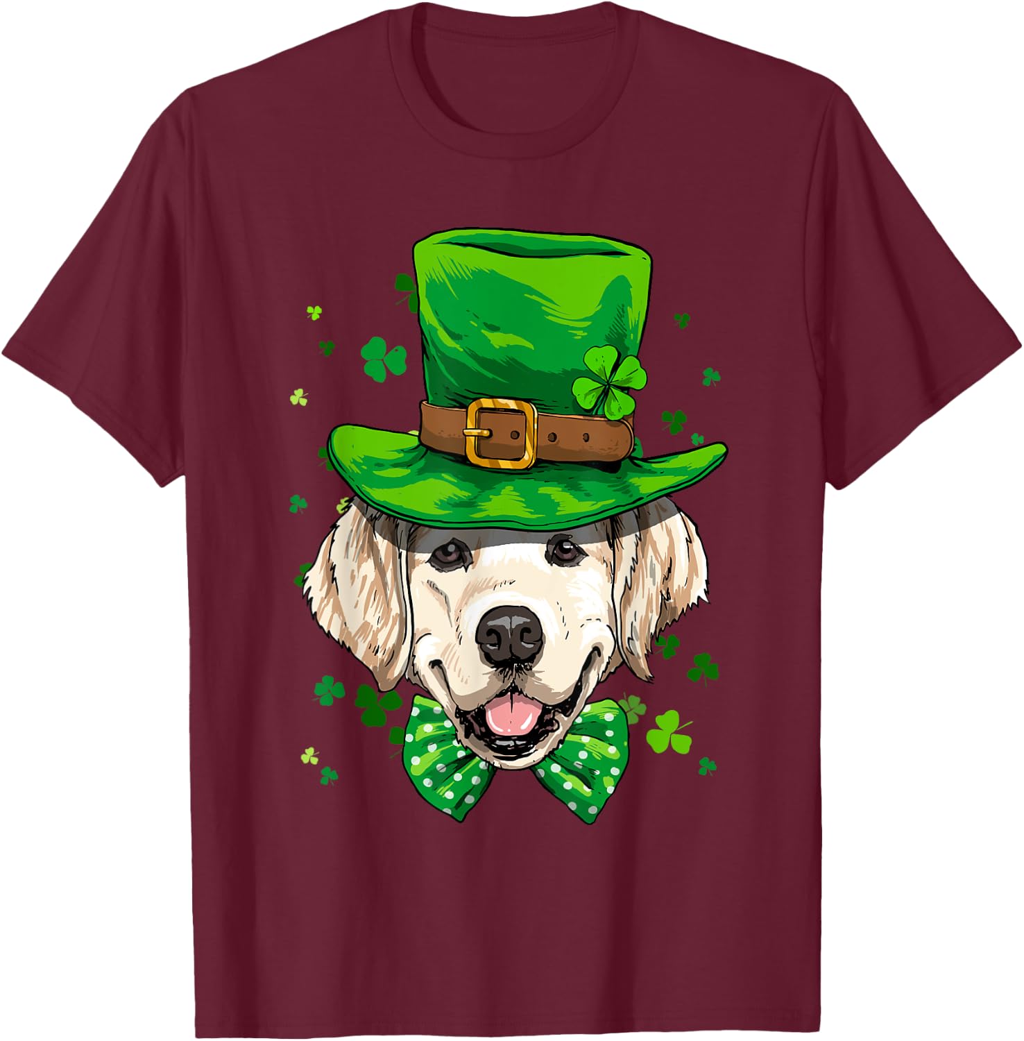 Golden Retriever Leprechaun St Patricks Day Dog Men T-Shirt - T-Shirt | Maroon