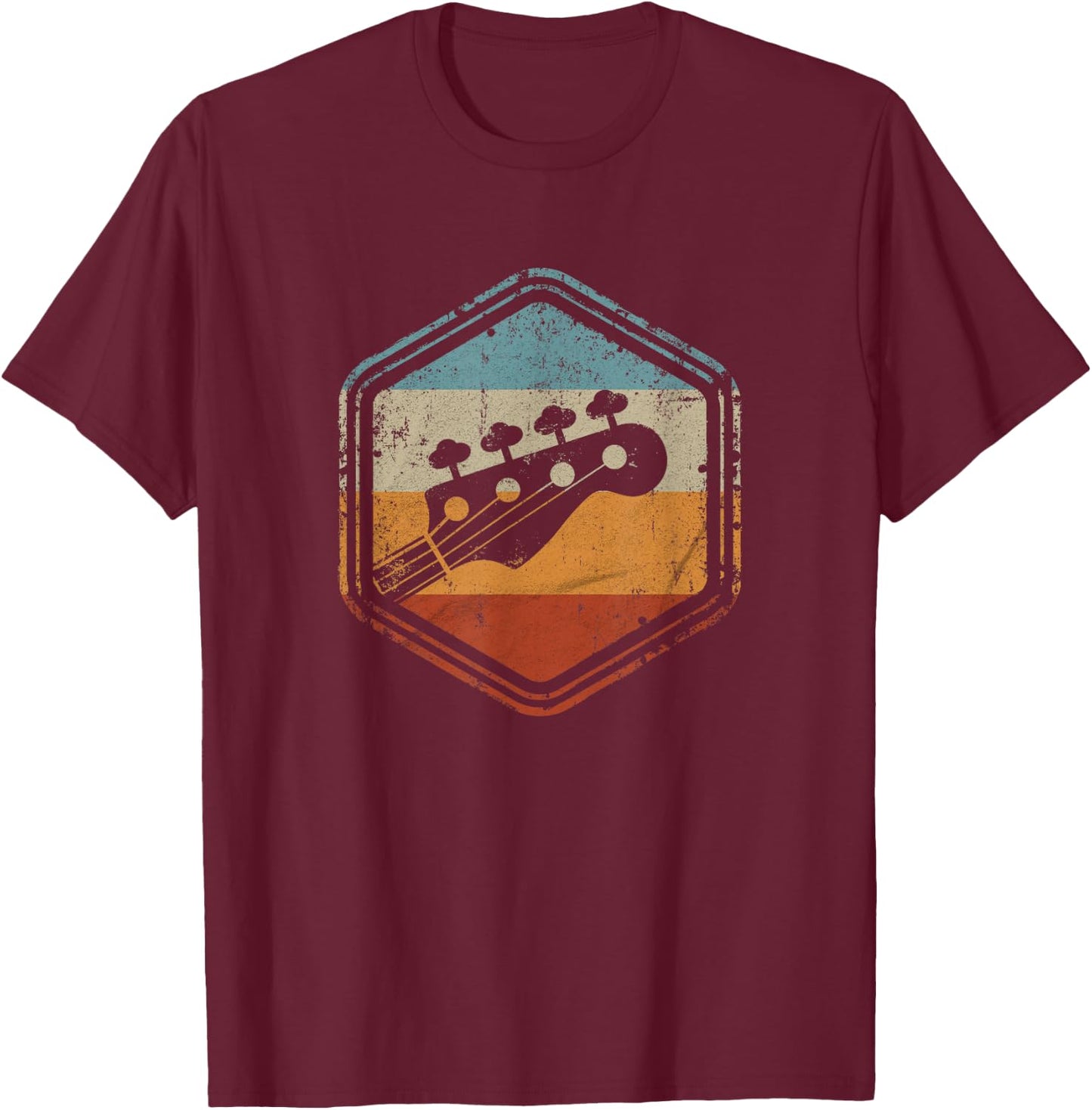 Bass Guitar Vintage Headstock for Bass Player Bassist T-Shirt - T-Shirt | Maroon