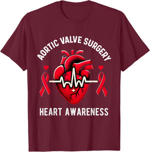 Heart Valve Surgery Shirt Heart Awareness T-Shirt - T-Shirt | Maroon