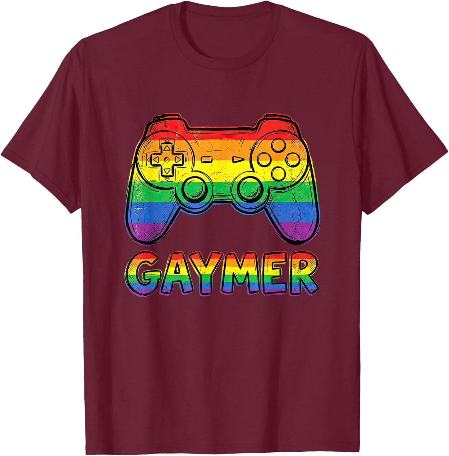 Gaymer Funny Gay Gamer Rainbow LGBTQ Pride Month Video Games T-Shirt - T-Shirt | Maroon