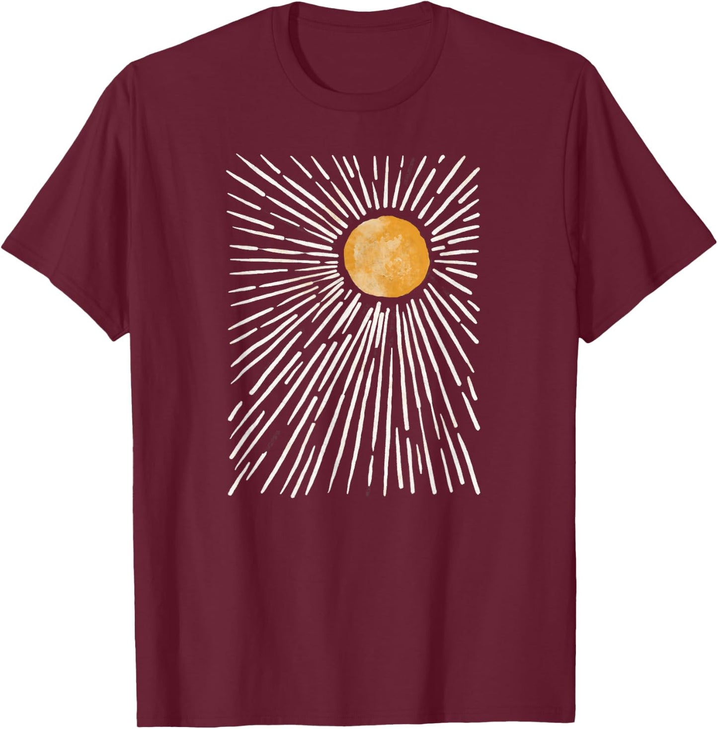 Sunburst Vintage Design Men Women T-Shirt - T-Shirt | Maroon