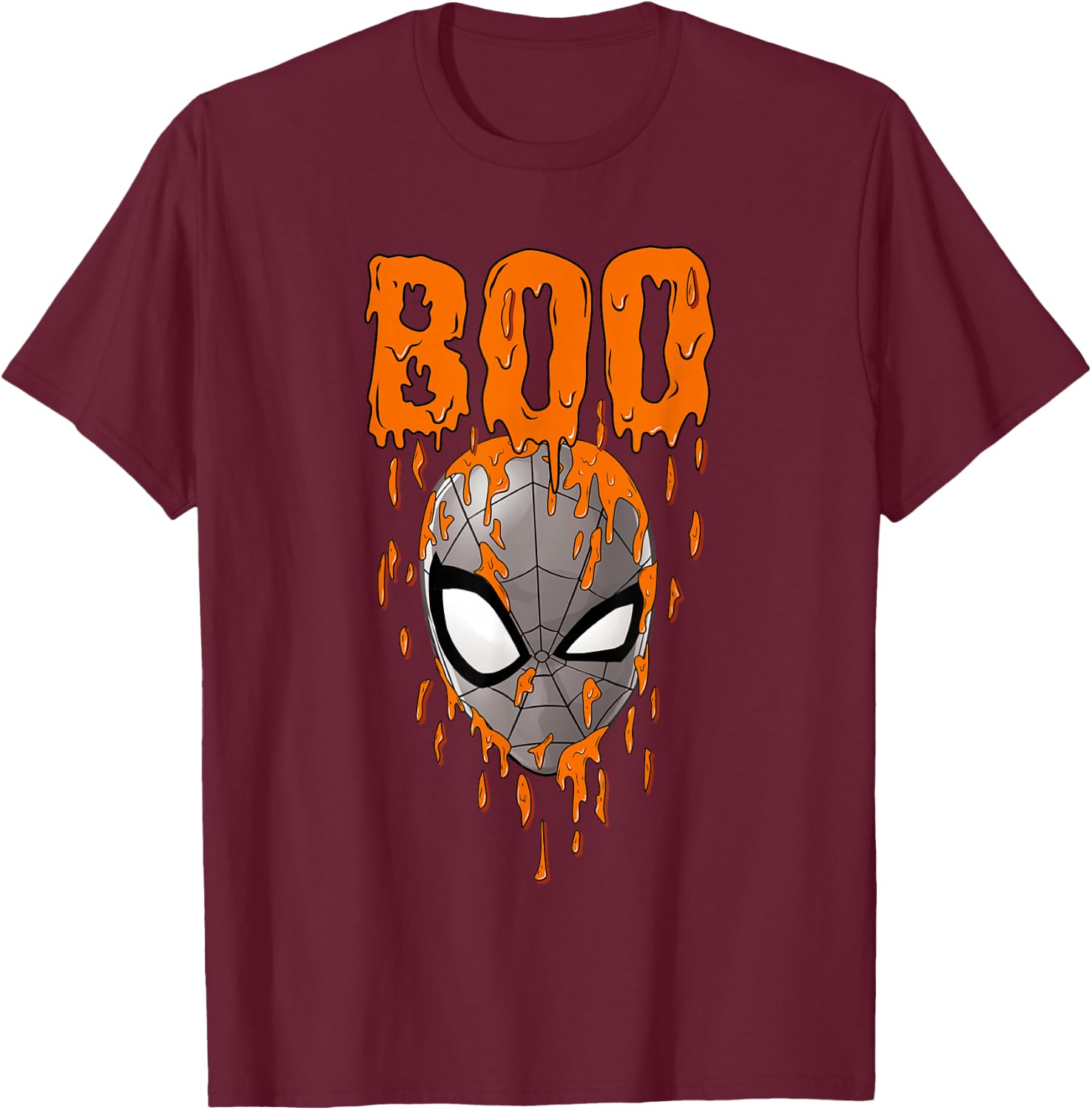Marvel Spider-Man Halloween Big Face Dripping Boo Big Poster T-Shirt - T-Shirt | Maroon