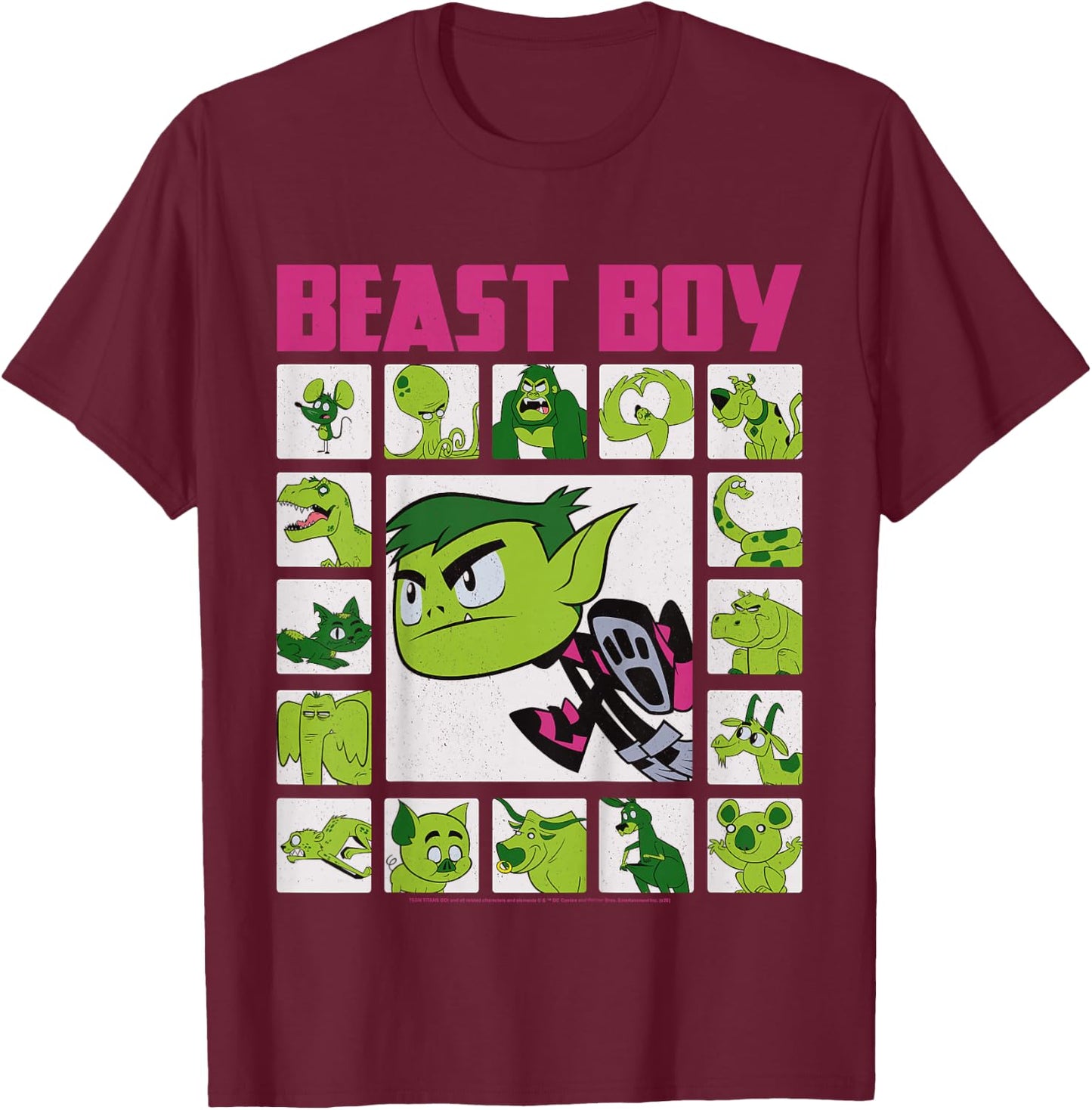 Kids DC Comics Teen Titans Go! Beast Boy Box Up T-Shirt - T-Shirt | Maroon
