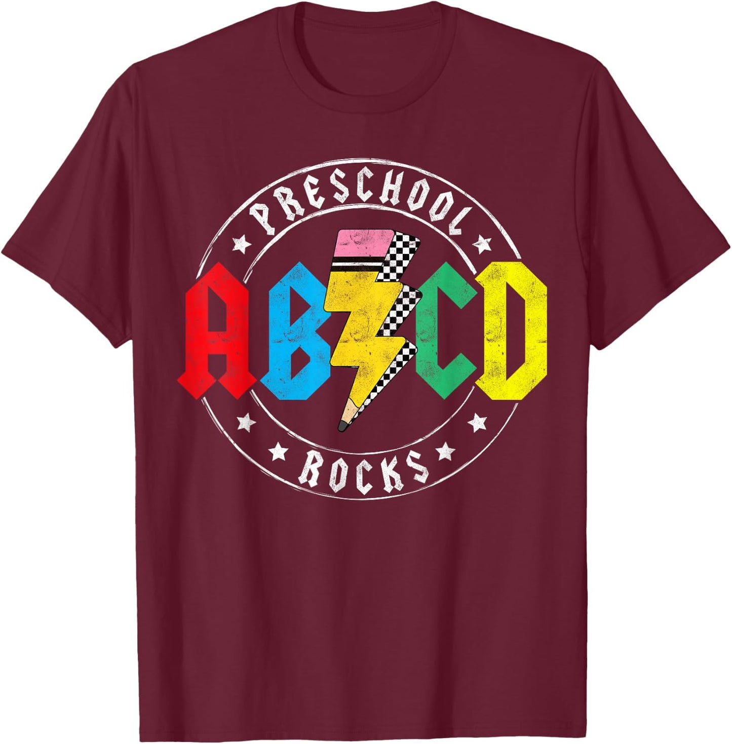 ABCD Preschool Rocks 1st Day Pre-K Teacher Back To School T T-Shirt - T-Shirt | Maroon
