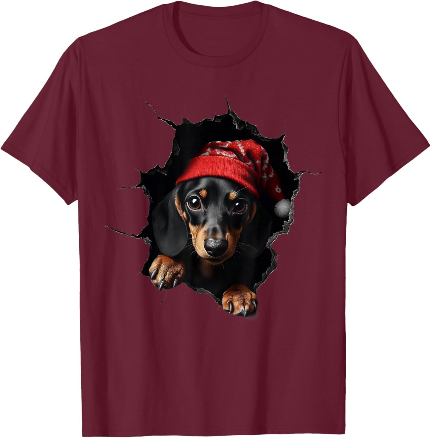 Funny Christmas Dog Lover Dog Owner Xmas Dachshund Dogs T-Shirt - T-Shirt | Maroon