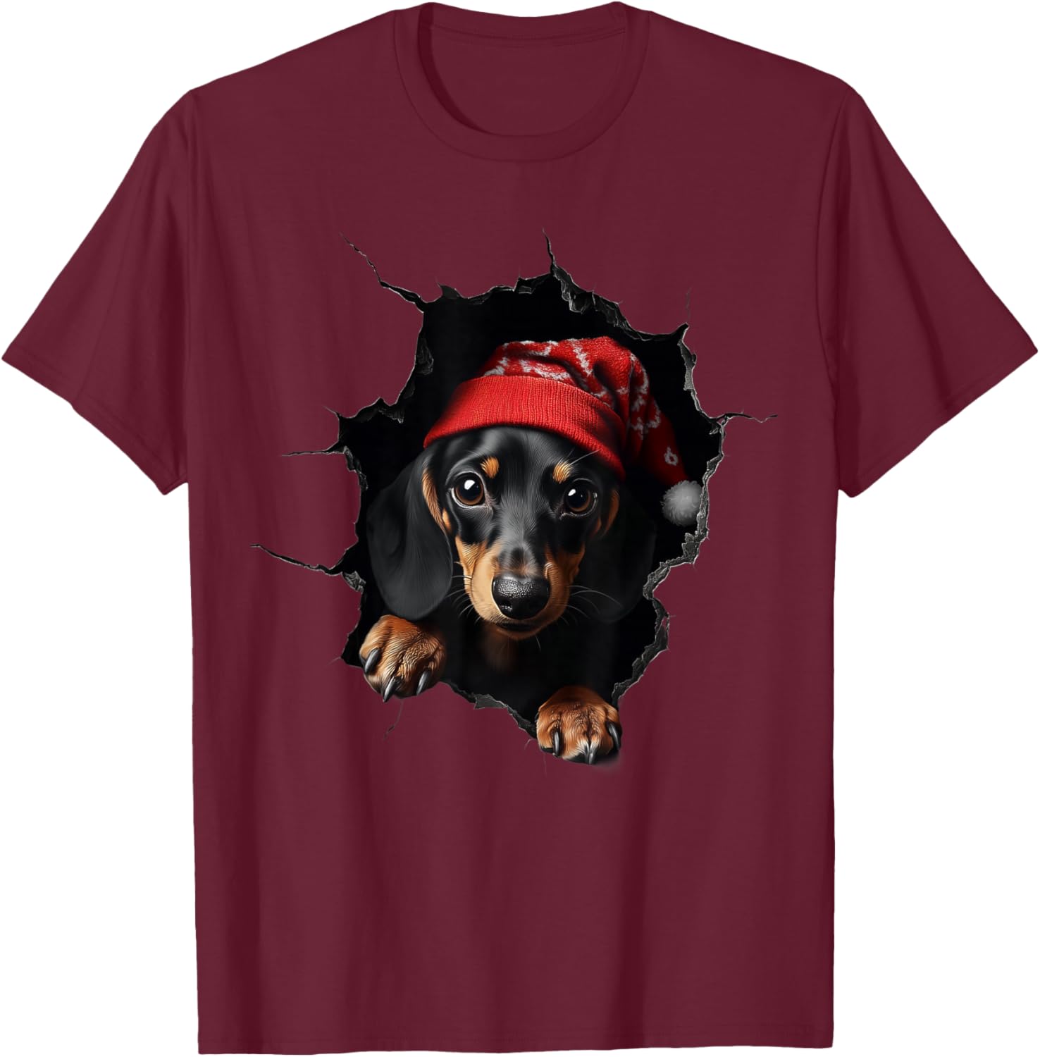 Funny Christmas Dog Lover Dog Owner Xmas Dachshund Dogs T-Shirt - T-Shirt | Maroon