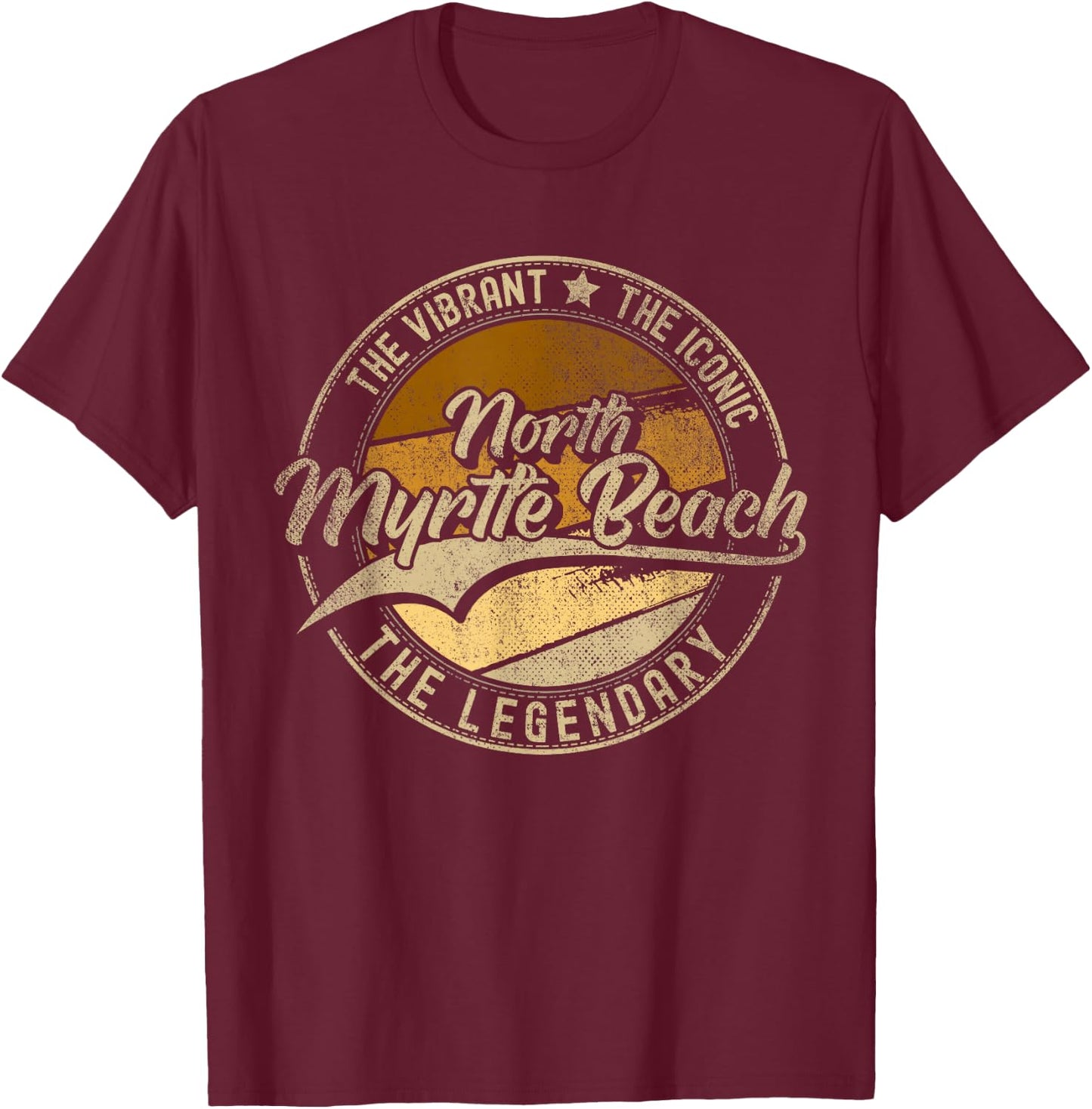 North Myrtle Beach SC | South Carolina | Vintage Distressed T-Shirt - T-Shirt | Maroon