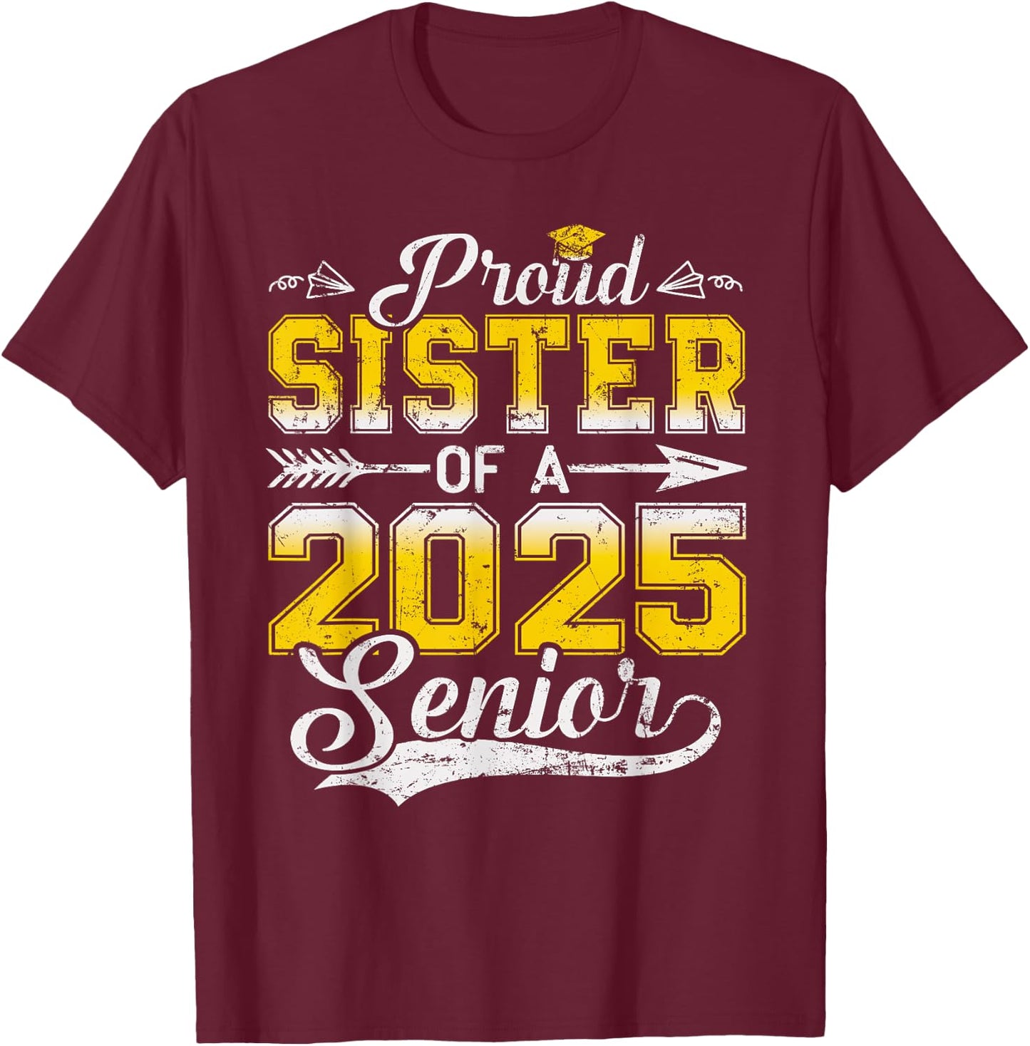 Proud Mom of a 2025 Senior Graduate, Funny Vintage T-Shirt - T-Shirt | Maroon