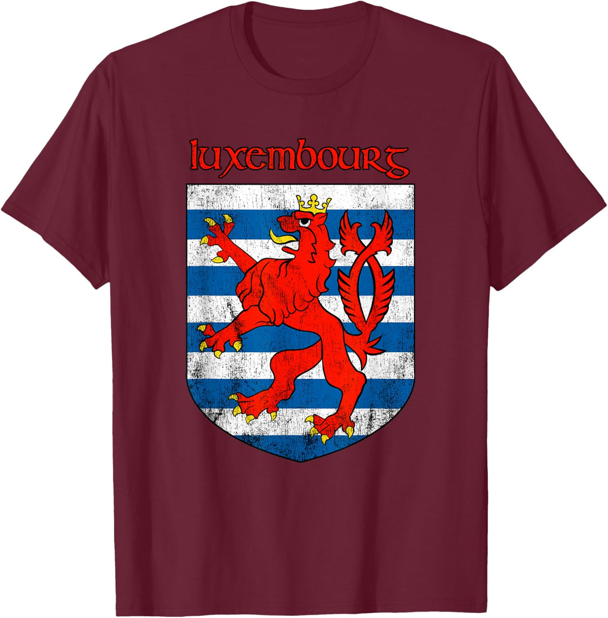 Luxembourger Flag Letzebuerg Lion Luxembourg Coat of Arms T-Shirt - T-Shirt | Maroon