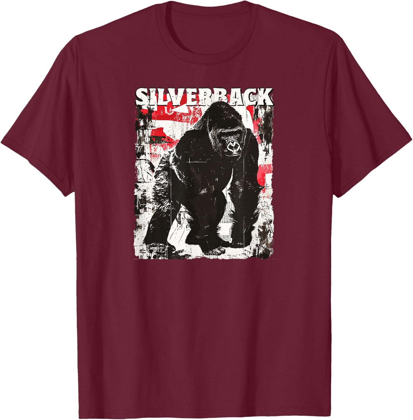 Gorilla Face Monkey Angry Growling Scary Silverback Gorilla T-Shirt - T-Shirt | Maroon
