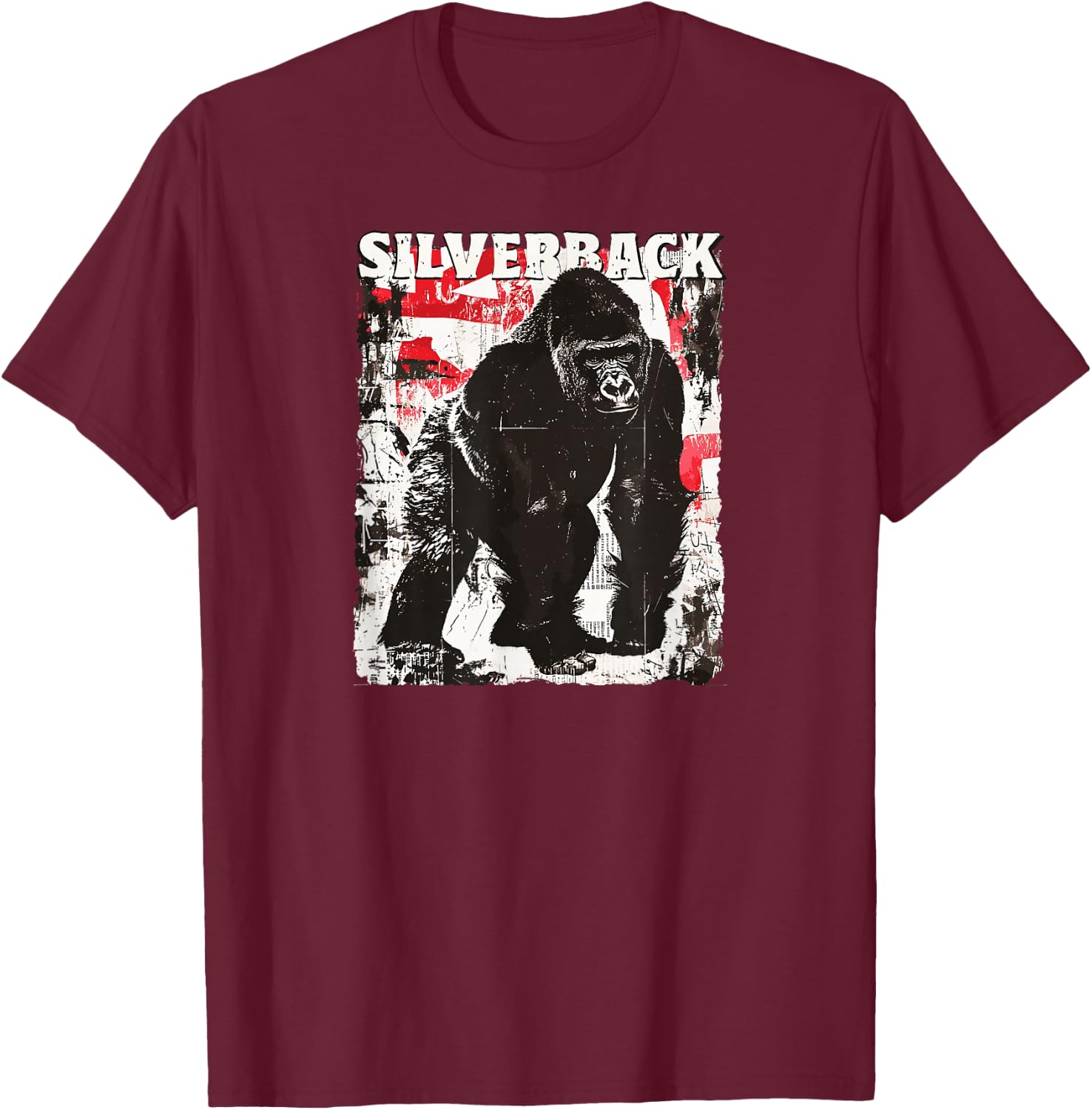 Gorilla Face Monkey Angry Growling Scary Silverback Gorilla T-Shirt - T-Shirt | Maroon