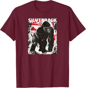 Gorilla Face Monkey Angry Growling Scary Silverback Gorilla T-Shirt - T-Shirt | Maroon