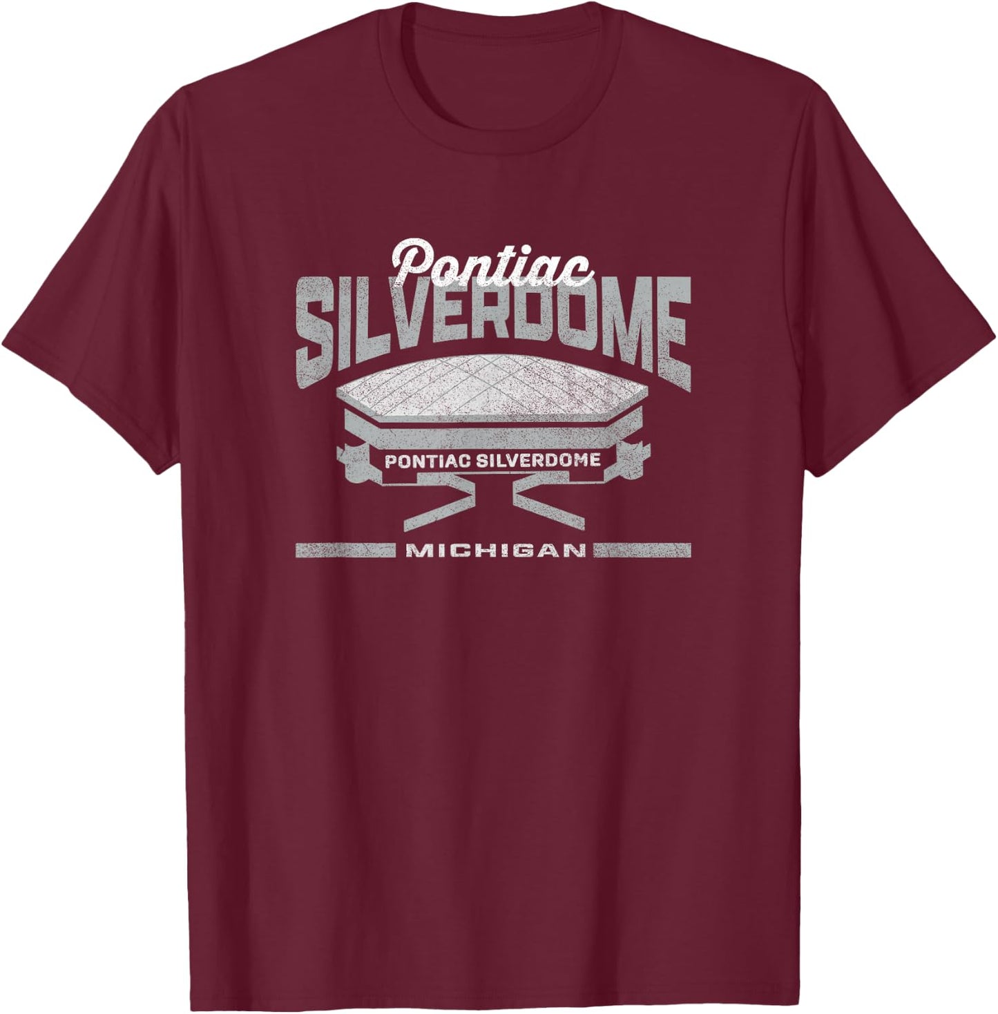 Pontiac MI Silverdome Retro Football Vintage Stadium Detroit T-Shirt - T-Shirt | Maroon