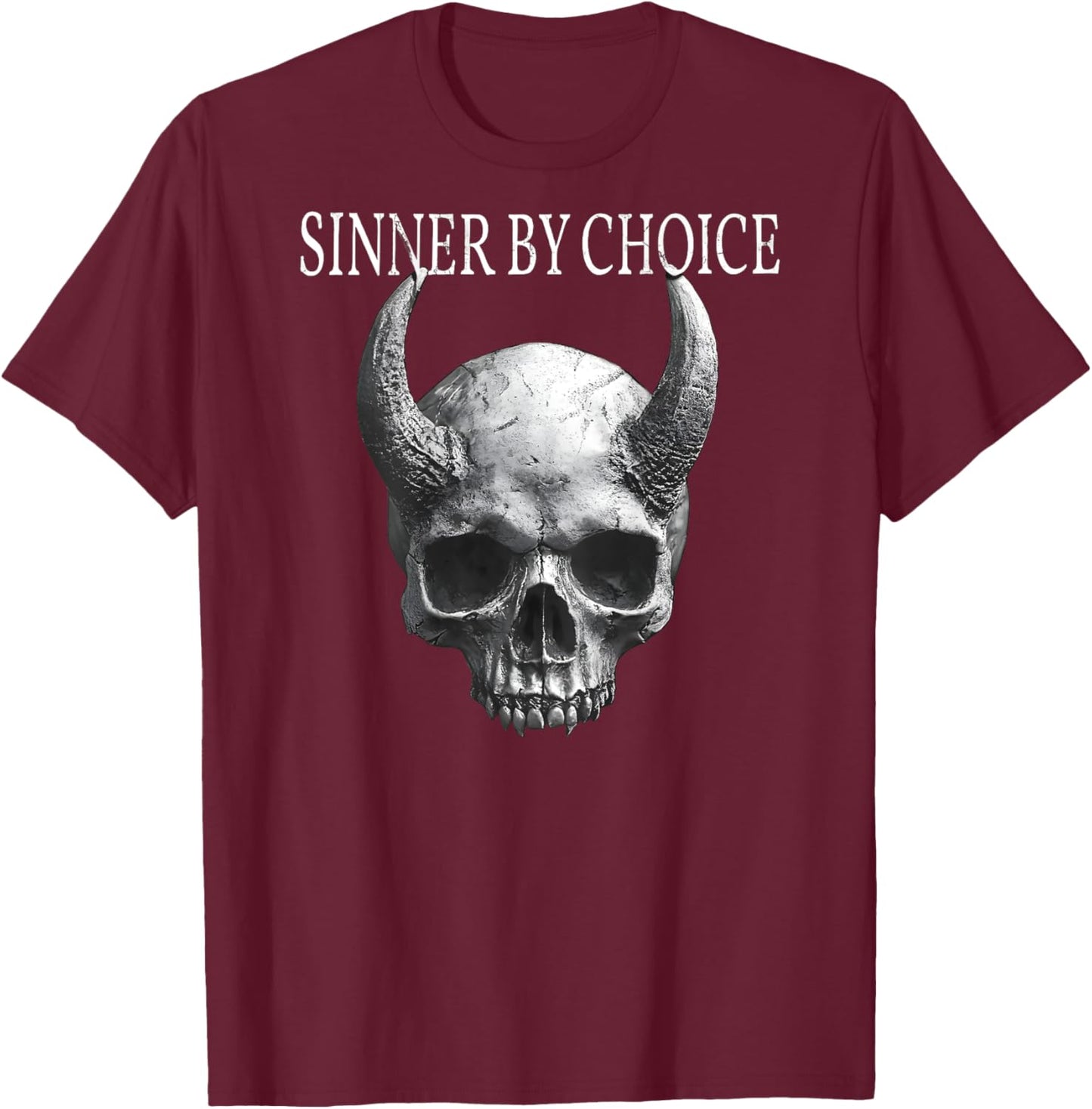 Sinner by Choice Skull T-Shirt - T-Shirt | Maroon