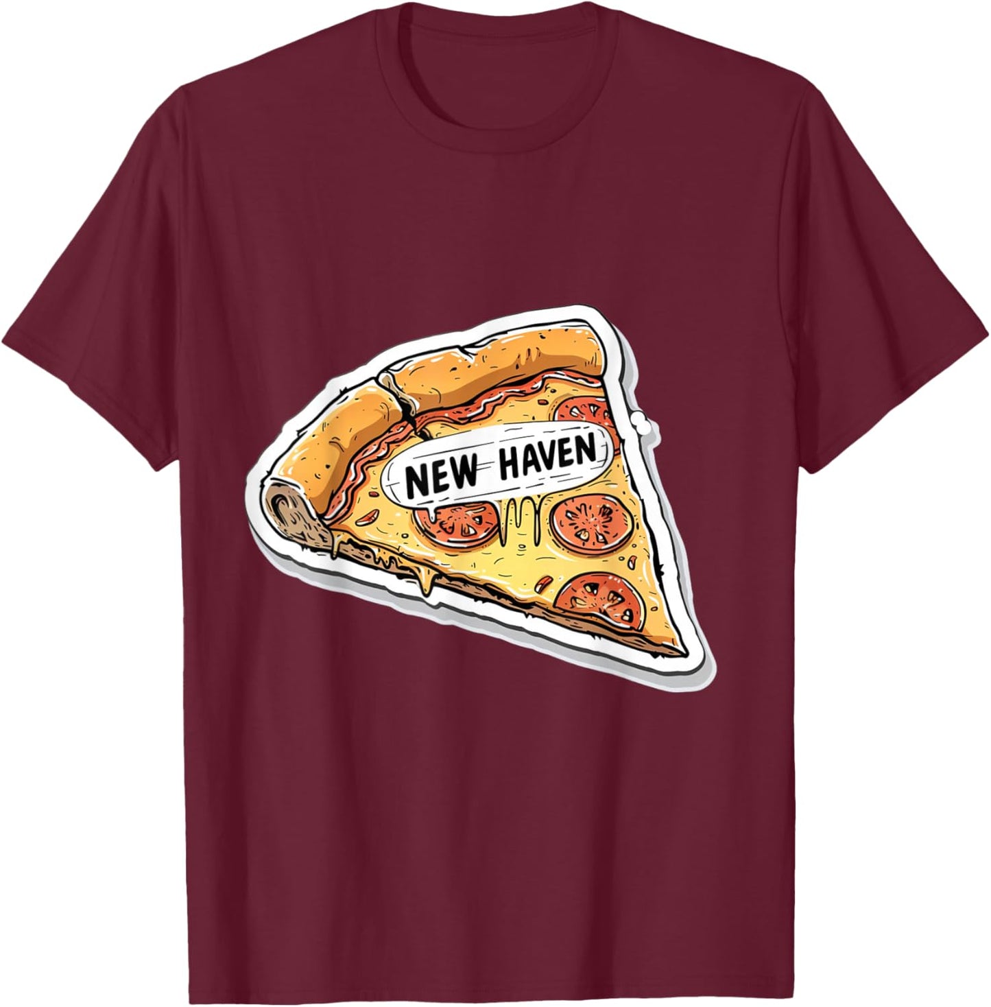 New Haven Style Pizza Connecticut Apizza Foodie Culture T-Shirt - T-Shirt | Maroon