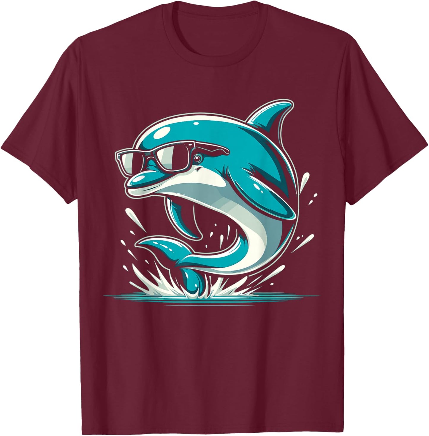 Cool Dolphin With Sunglasses Dolphin Lover Funny Dolphin T-Shirt - T-Shirt | Maroon