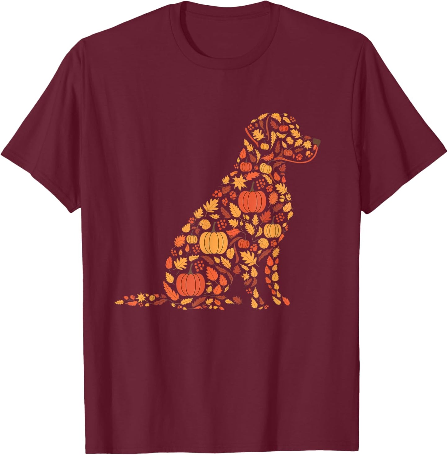 Labrador Retriever Fall Dog Autumn Leaves Thanksgiving T-Shirt - T-Shirt | Maroon