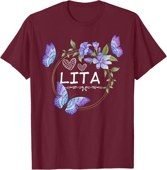 Lita shirt with butterflies Mother's Day T-Shirt - T-Shirt | Maroon