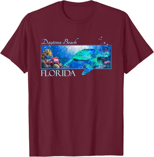Daytona Beach Florida Vacation Swimming Sea Turtle Women Kids T-Shirt - T-Shirt | Maroon