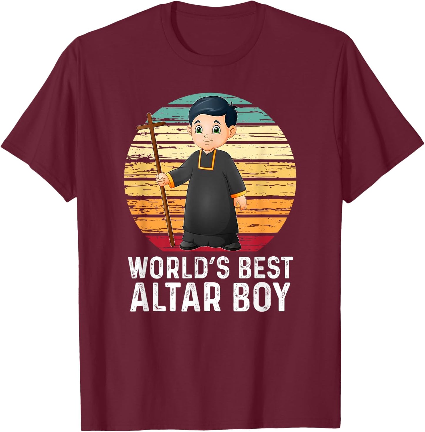 Vintage World's Best Altar Boy Catholic T-Shirt - T-Shirt | Maroon