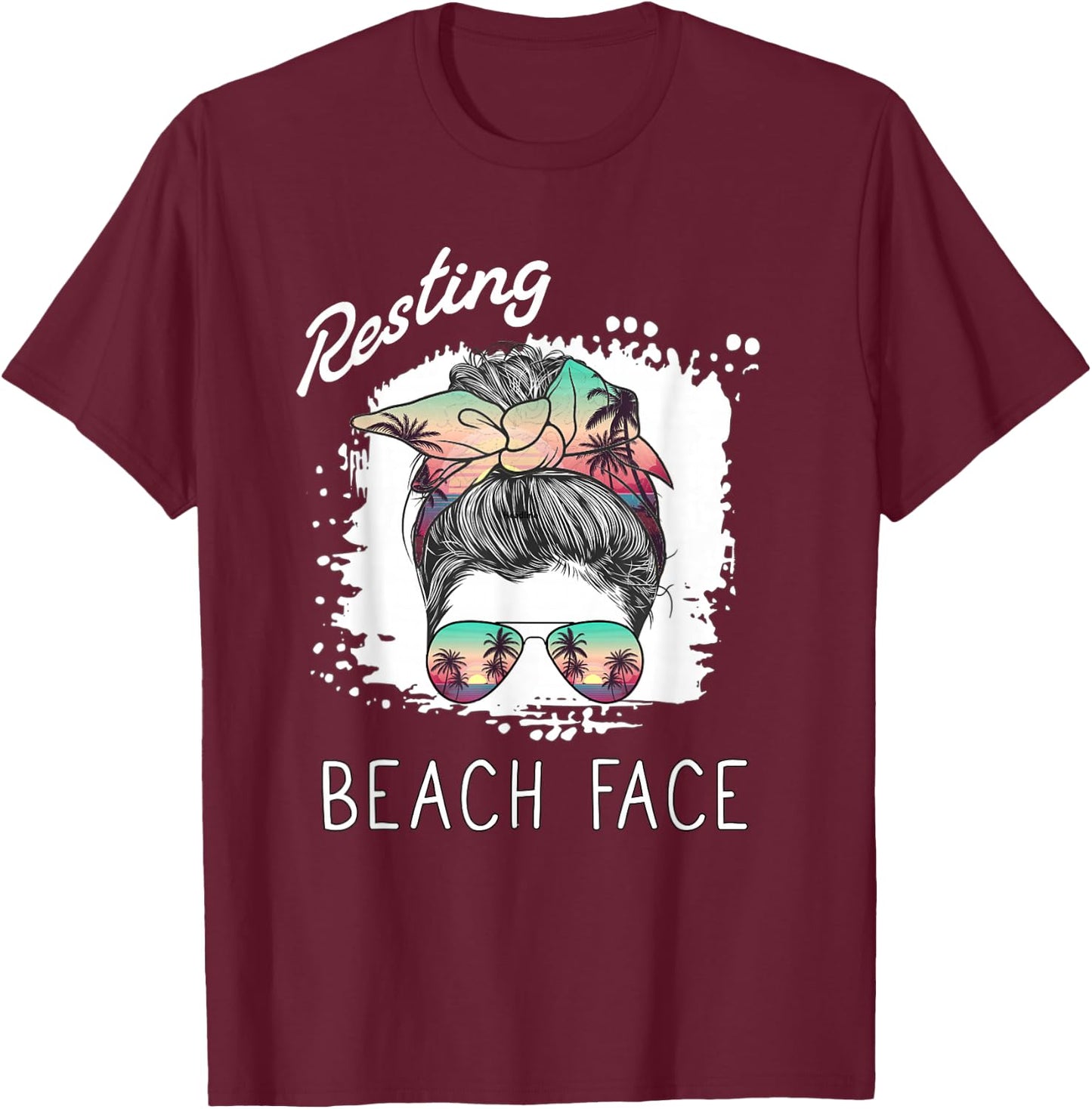 Resting Beach Face Funny Retro Beach Vacation T-Shirt - T-Shirt | Maroon