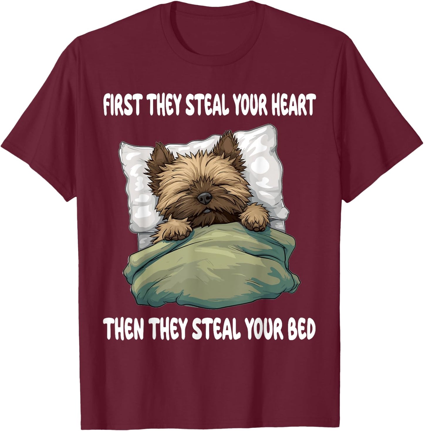 Cairn Terrier Sleeping Pajamas Nightgown T-Shirt - T-Shirt | Maroon