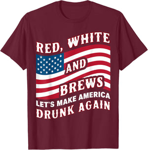 Let's Make America Drunk Again 4th Of July Funny Usa Flag Men T-Shirt - T-Shirt | Maroon